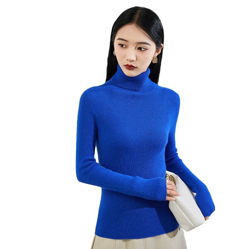 2024 Autumn/Winter Women's Slim-Fit High Neck Cashmere Sweater - Elegant Knit Base Layer for Inner Wear
