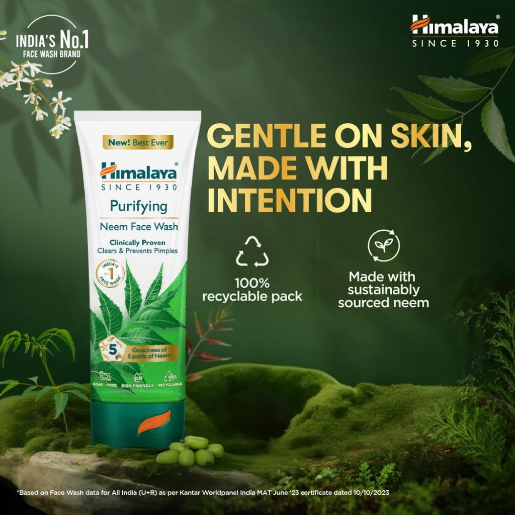 Himalaya Purifying Neem Face Wash 400 ml Pack of 1 Clear Acne Pimples Control Gentle Herbal Cleanser