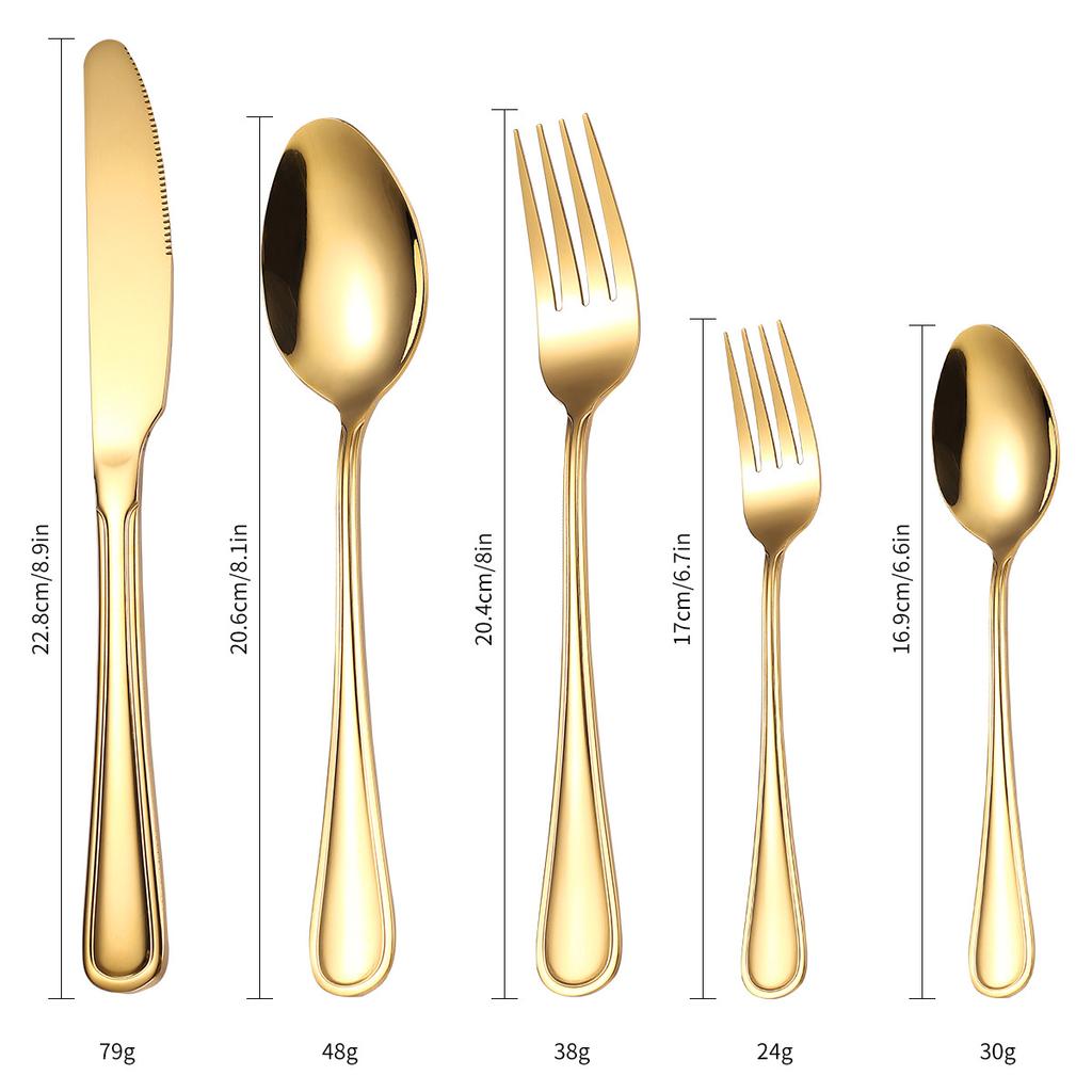 2026 Stainless Steel Tableware Set 20-piece Creative Gold Household Western Food Steak Knife Fork Spoon