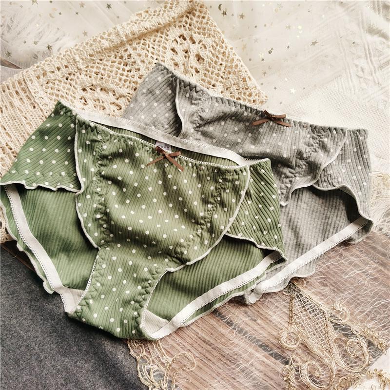Sweet Fairy Polka Dot Ruffle Edge Low Rise Cotton Panties for Women