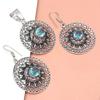 Topaz Blue Pendant Sky Earrings Set  Sterling Jewelry  Ring Earring