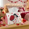 1pc Illustrative Romantic Valentine's Day Tissue Box Holder - Girl with Roses, Perfect for Living Room, Dining Room, Bedroom, Bathroom, Bar, or Office