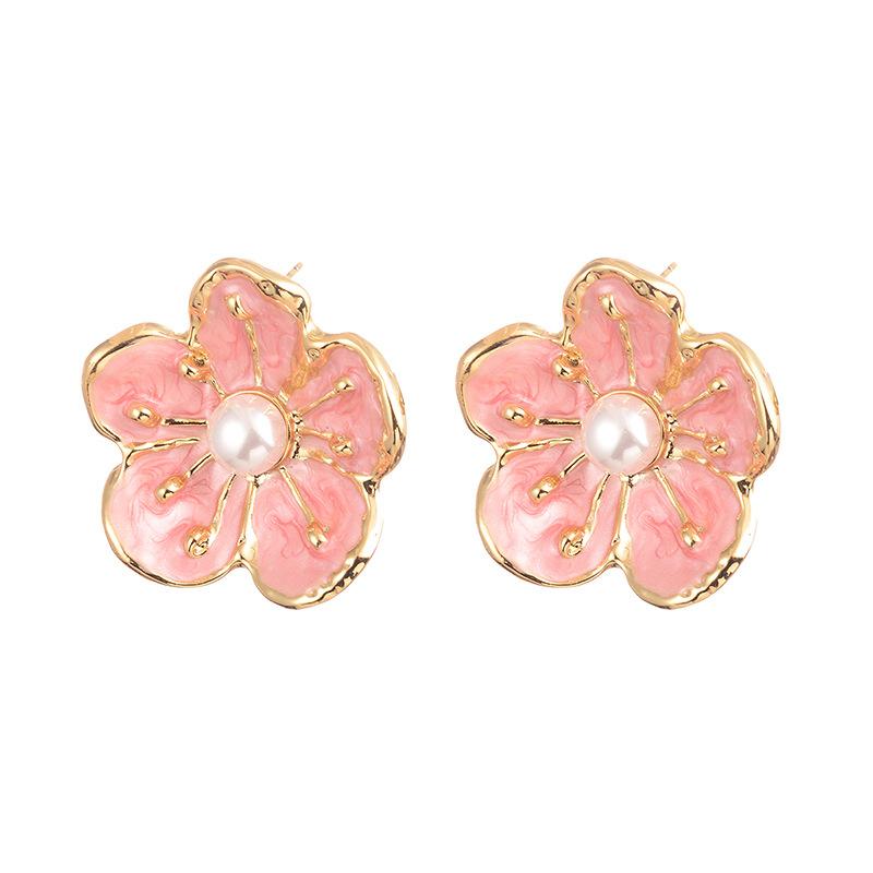 Flower Pearl Earrings Premium Summer Small Fresh Stud Earrings New Retro Personality Temperament Earrings