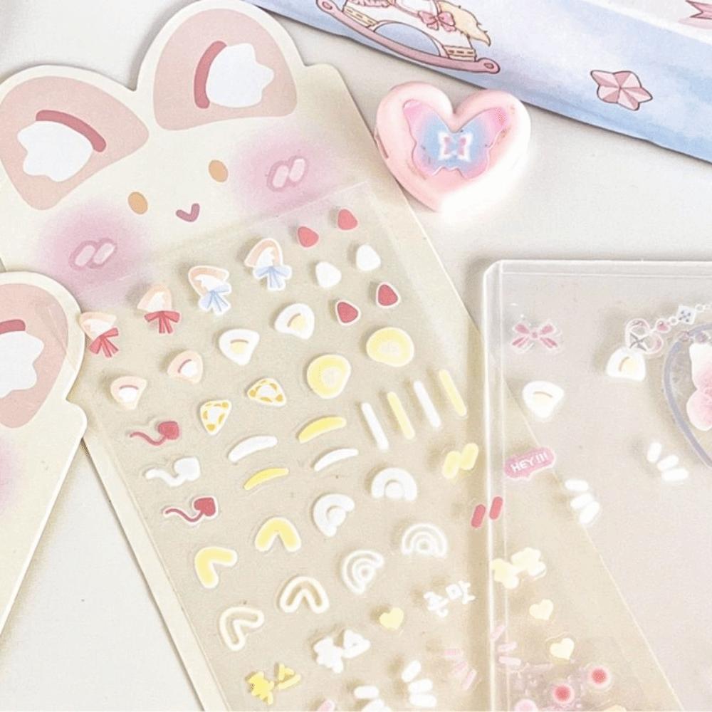 Kawaii DIY Decor Stickers PET Kids Toy Sticker Korean Rabbit Ear Blusher Sticker Gift