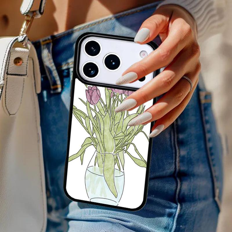 Spring Tulips Flower Phone Case For iPhone 17 Air 14 15 13 12 Max Cover For Apple 16e 11 Pro Max Plus Coque