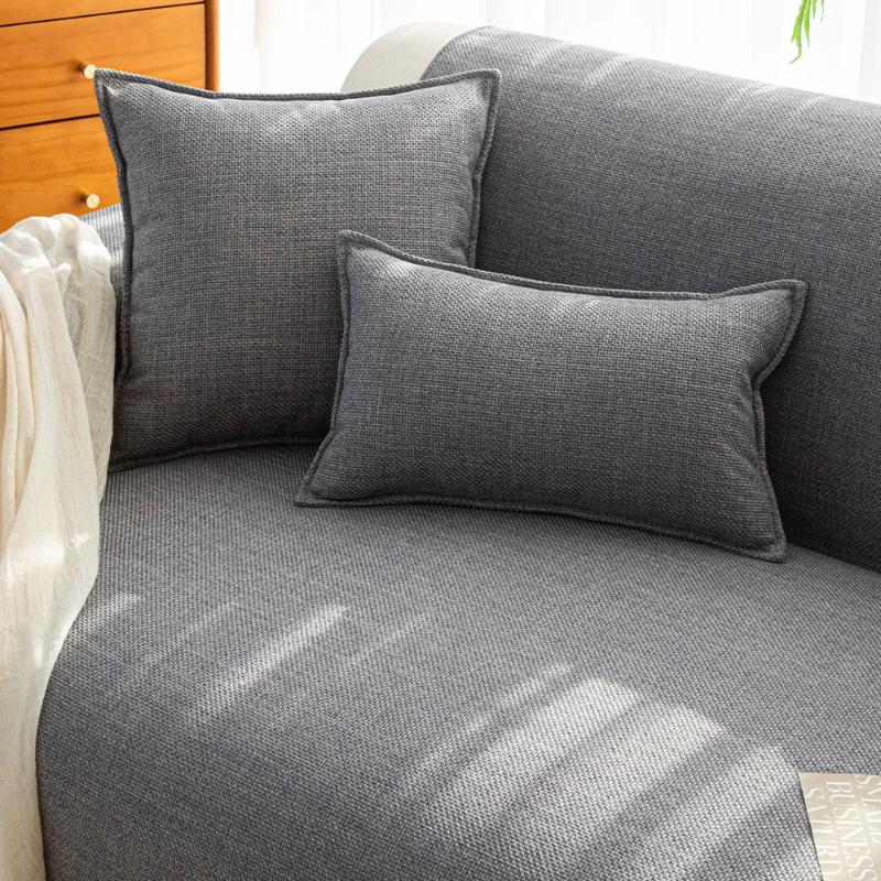 Imitation Cotton and Linen Sofa Cushion Solid Color Minimalist Slip Cushions Anti Wrinkle Wear-resistant Non Shrinking Couch Protection Pads