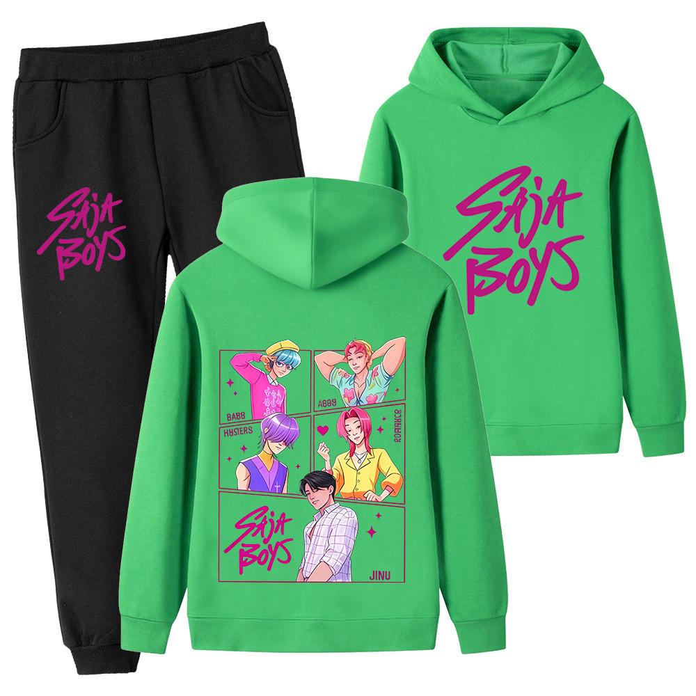 PB1217-2 Kids Boys Girls Kpop Mira Zoey Rumi Sajaboys Double-sided Print Long Sleeves Hoodie Pants Trousers Clothes Sets