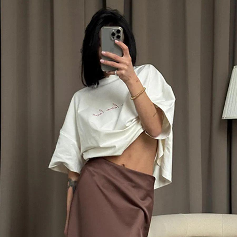 

Женская ретро-футболка с универсальным летним принтом: Омолаживающий, Модный, Свободный крой, Короткий рукав M