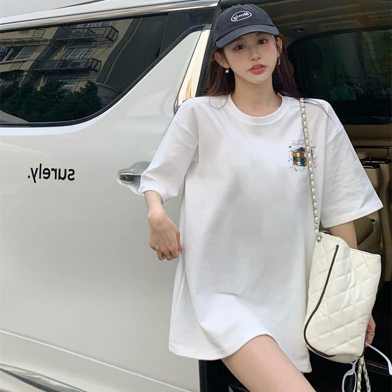 Black cotton short-sleeved t-shirt women's 2025 summer new design loose and thin unique top