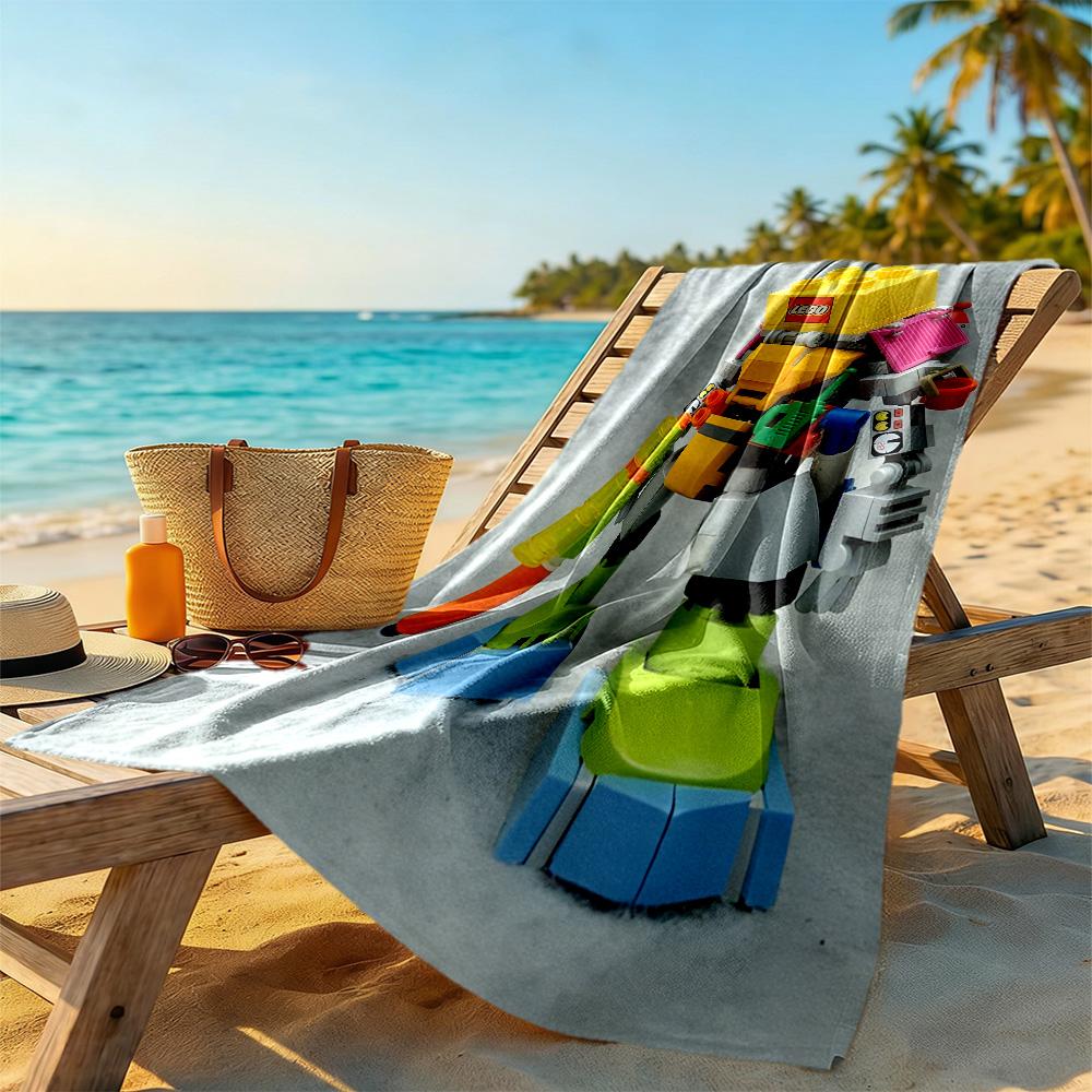 Lego Bricks Beach Towel Super Soft Absorbent Comfortable Lightweight