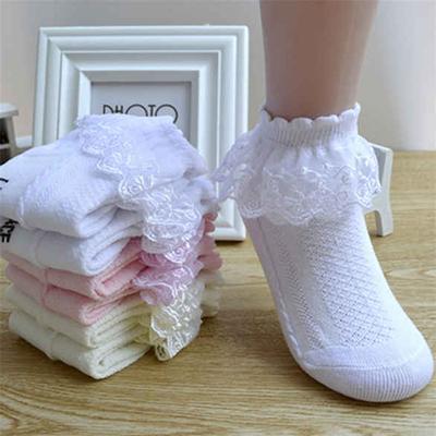 Fashion Clothes Breathable Cotton Lace Ruffled Mesh Socks Children Ankle Socks Princess Girl Socks