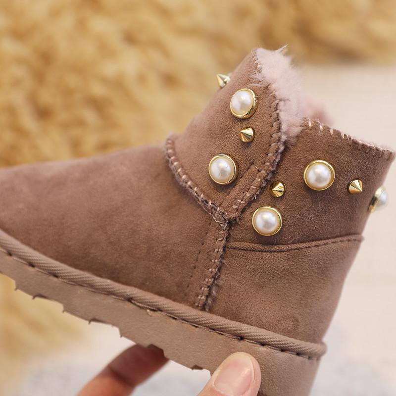 Children's snow boots boys boots winter new velvet cotton boots baby warm girls shoes
