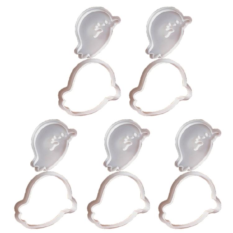5Pcs Halloween Themed Cookie Cutter Set Halloween Biscuits Molds Set Eerie Specters Shape Biscuits Silicones Molds