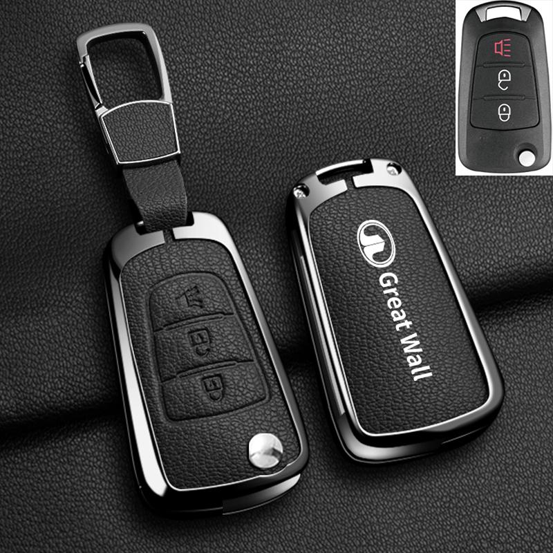 Alloy Auto Key Fob Cover Case Fit For Great Wall Haval Series Hover Series Wingle 5 6 H3 H5 H6 Series H1 Series H3 C30 C50 M4 3Buttons Housing Bag