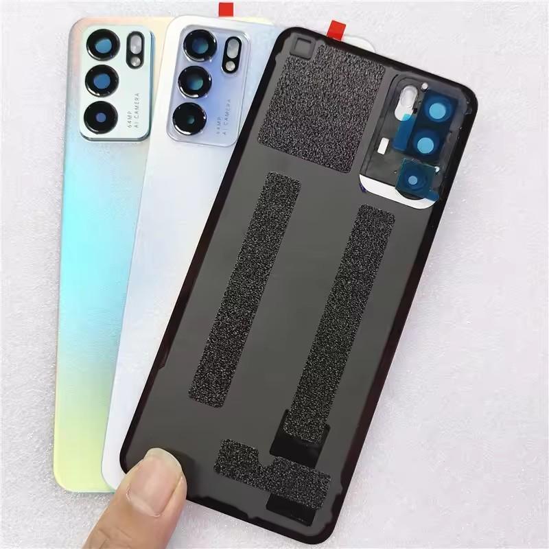 Back Battery Cover Back Glass Cover For OPPO Reno 6 5G Rear  Housing Case Panel Replacement Parts