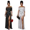 C European and American fashion women's clothing polka dot split pleated vacation hip dress
