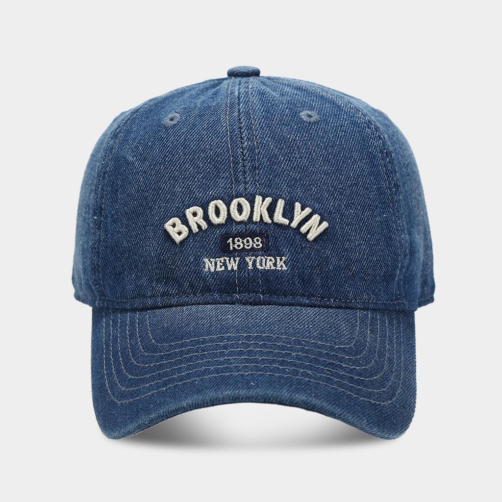 European and American Washed Denim Baseball Cap Big Head Circumference Letter Embroidery Women's Face Small Visor Men's Trendy Old Cap