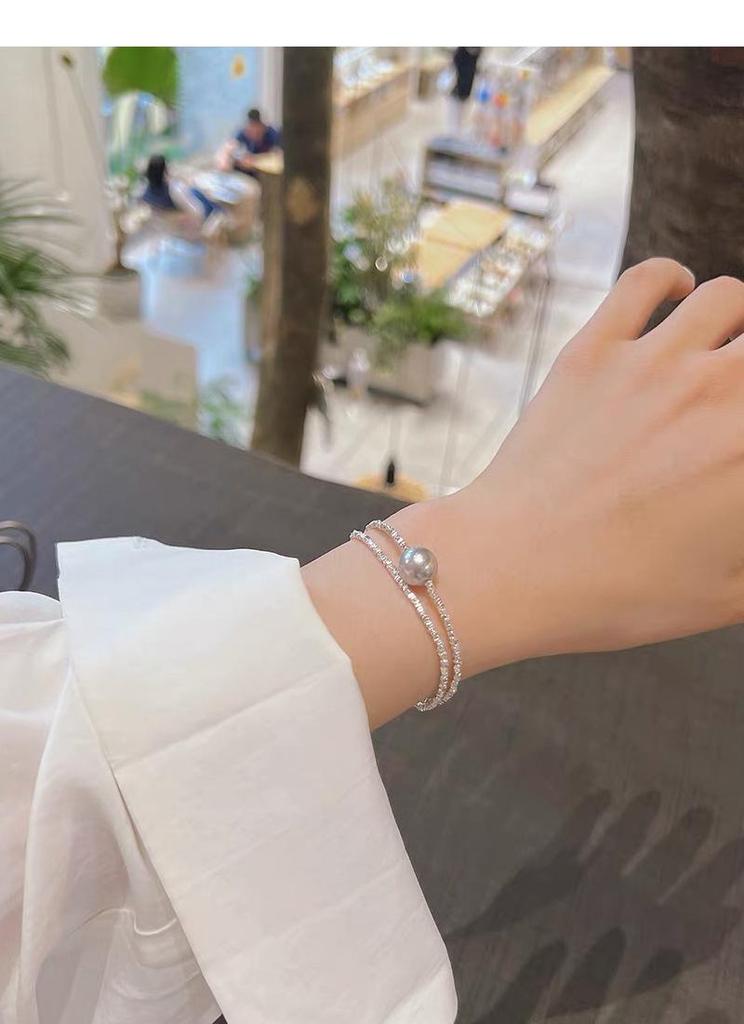 Sterling Silver S999 Minimalist Crushed Beads Bracelet: Women's Versatile Light Luxury Stacking Jewelry