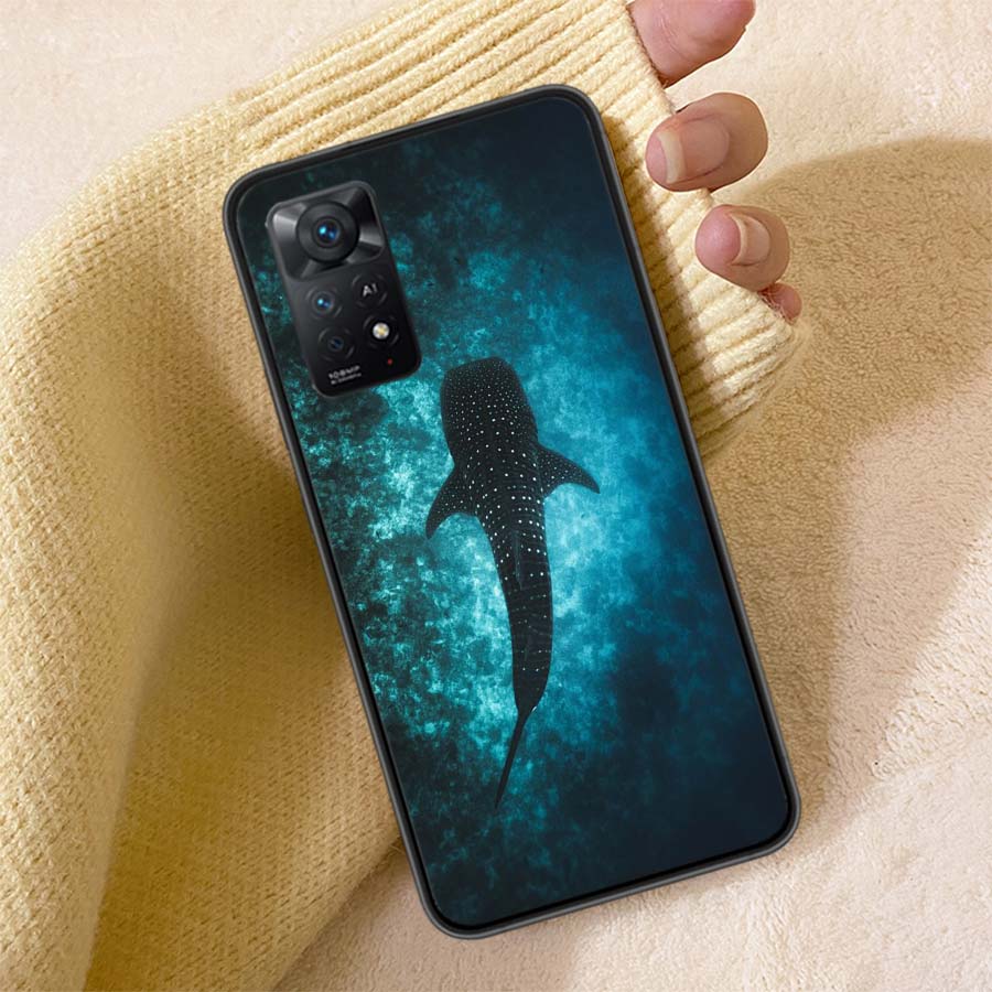 Ocean Whale Shark Swimming Phone Case For Redmi Note 13 14 15 Pro Plus 12 13C 12C 15C 9 10 10C 9T 9C 9A TPU Soft Cover Clear Cel