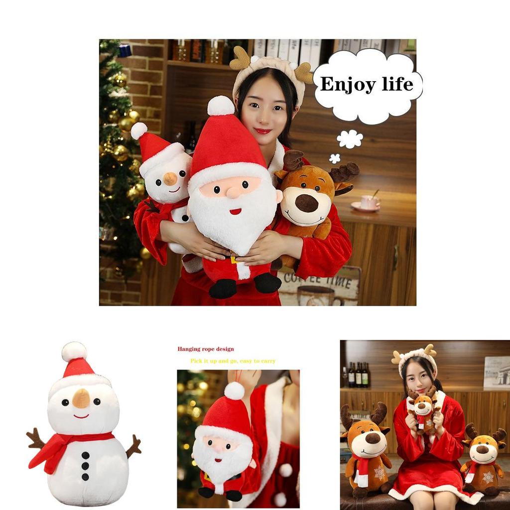 Cute And Cuddly Christmas Plush Santa Elk Snowman Doll Ideal For Holiday Decor