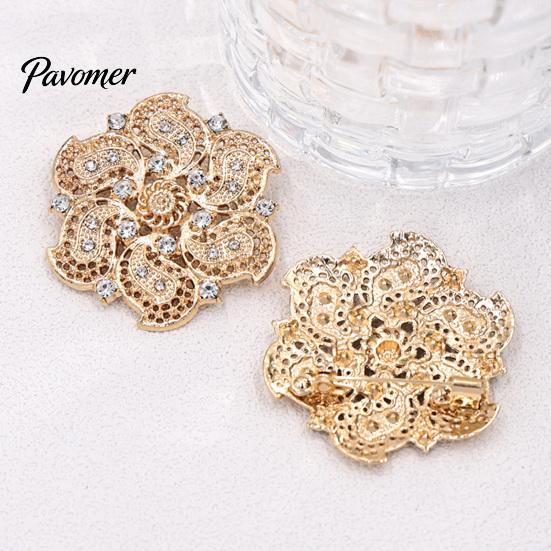 Decorative Lapel Pin Retro Rhinstone Flower Brooch for Women, Golden Plated Alloy Floral Vintage Pin, Clothing Jewelry Accessories Wedding Party Prom