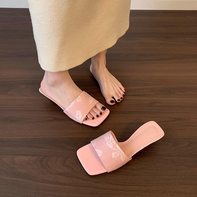Fashion Shoes Slippers Heels Slides Square Toe Rubber Flip Flops High Hawaiian Retro Scandals Shoes Slippers Heels Square Toe Rubber Fli