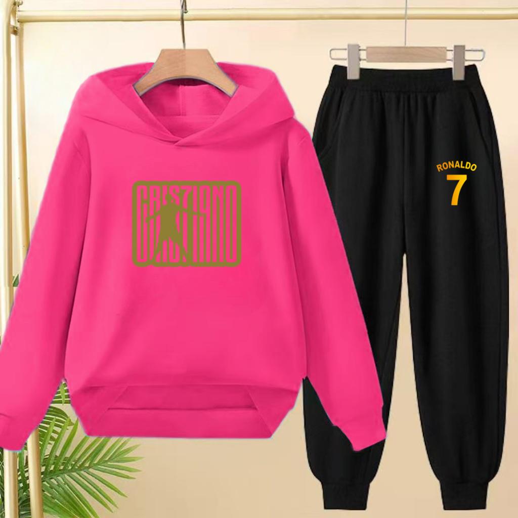 Student Uniform Hooded Sweatshirt + Long Pants Set. Children's Sportswear, Loose Suits for Boys and Girls Aged 3 to 13