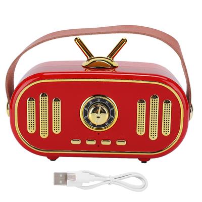 Mini Przenośny Retro Bezprzewodowy Głośnik Bluetooth Akumulatorowy Odtwarzacz Muzyki z Wtyczką Karty(Czerwony )