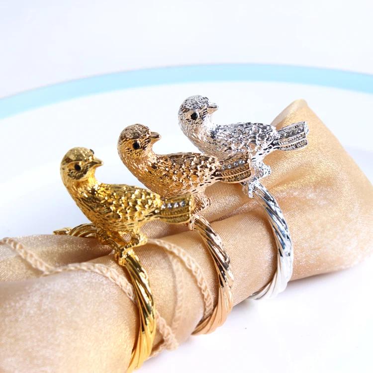 12pcs Plated Metal Golden Bird Model Room Napkin Buckle Hotel Napkin Ring Napkin Ring