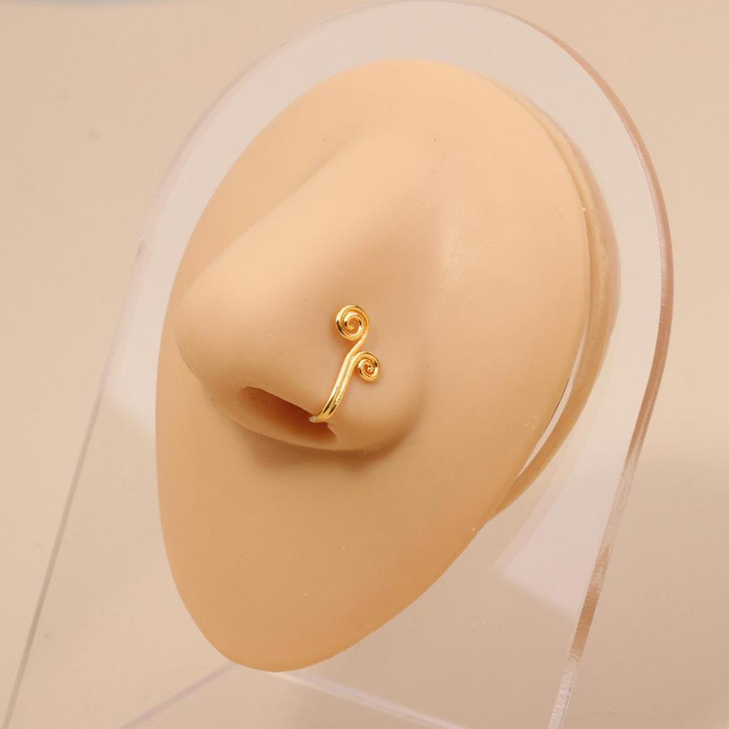 Classic Gold U-Shaped Rhinestone Non-Piercing Nose Ring: Butterfly, Moon, Crown, Heart Styles