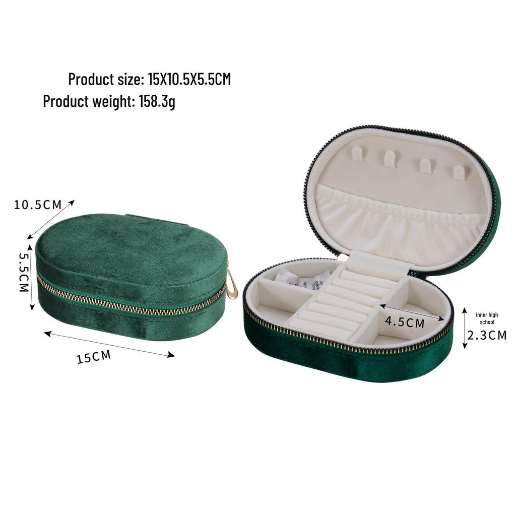 Oval sammetsförvaringslåda för smycken - Bärbar presentförpackning för ringar och halsband