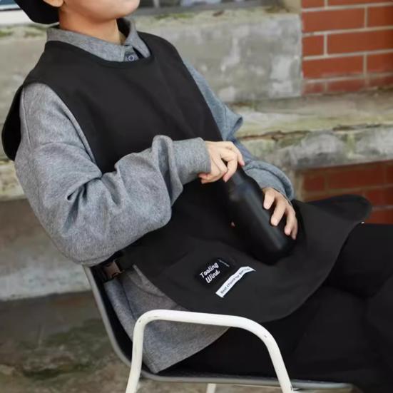 Nylon Apron Waterproof Stain-proof Casual Waistcoat Apron Solid Color Sleeveless Vest Workwear with Pockets for Kitchen Crafting