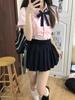 Women's Pink Japanese College Style Short Sleeve Shirt