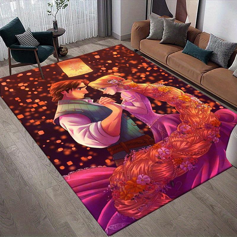 1pc Rapunzel Pattern Area Rug Soft Flannel Floor Mat for Living Room,Office,Bedroom and Carpet,Sofa Coffee Table Floor Mat