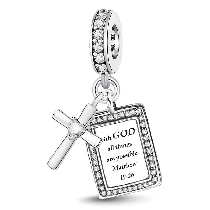 Kupferfarbene Anhänger mit Engelskreuz und Bibelmotiven, Perlen zum Selbermachen von Armbändern und Armreifen – ein hochwertiges Schmuckstück, das zum Verschenken einlädt.