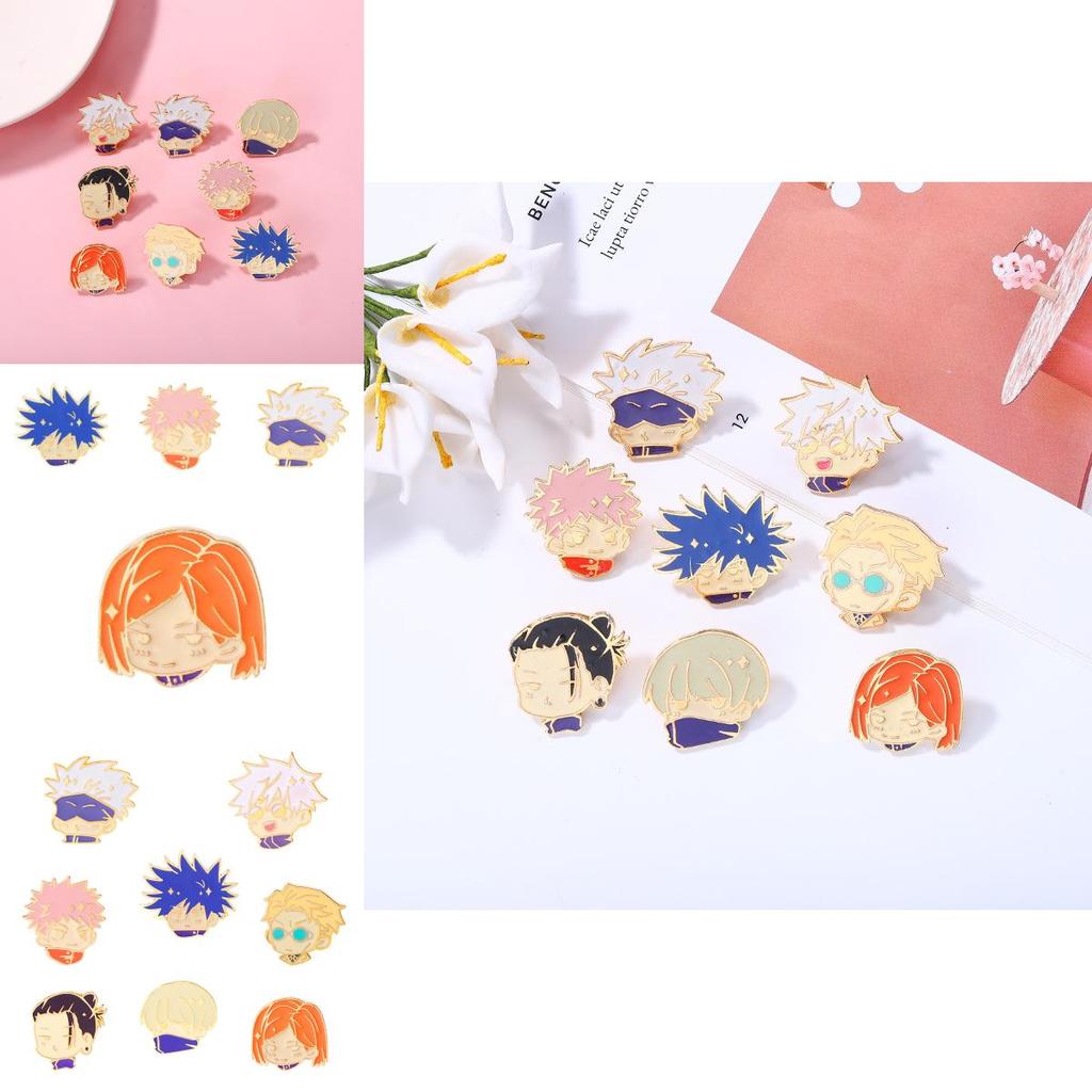 Stylish And Colorful Alloy Enamel Pin Badge Of Jujutsu Kaisen Characters For Casual Wear And Personal Accessories