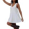 2026 Summer White Sleeveless Lace V-Neck A-Line Dress Women’s Vacation Style