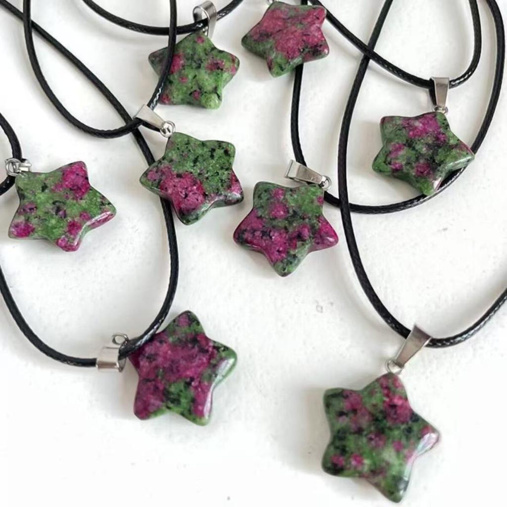 Trend Doğal Taş Altıgen Kristal Gül Kuvars Opal Yıldız Kolye Kolye Kadınlar için Florit Lapis Mermi Sarkaç Takı Hediye