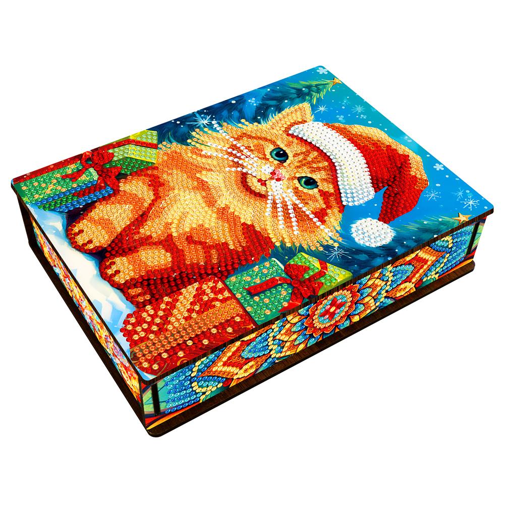 

Christmas Diamond Painting Storage Containers Xmas Cat Diamond Embroidery Storage Box for Organizing Rhinestone Seed Accessories