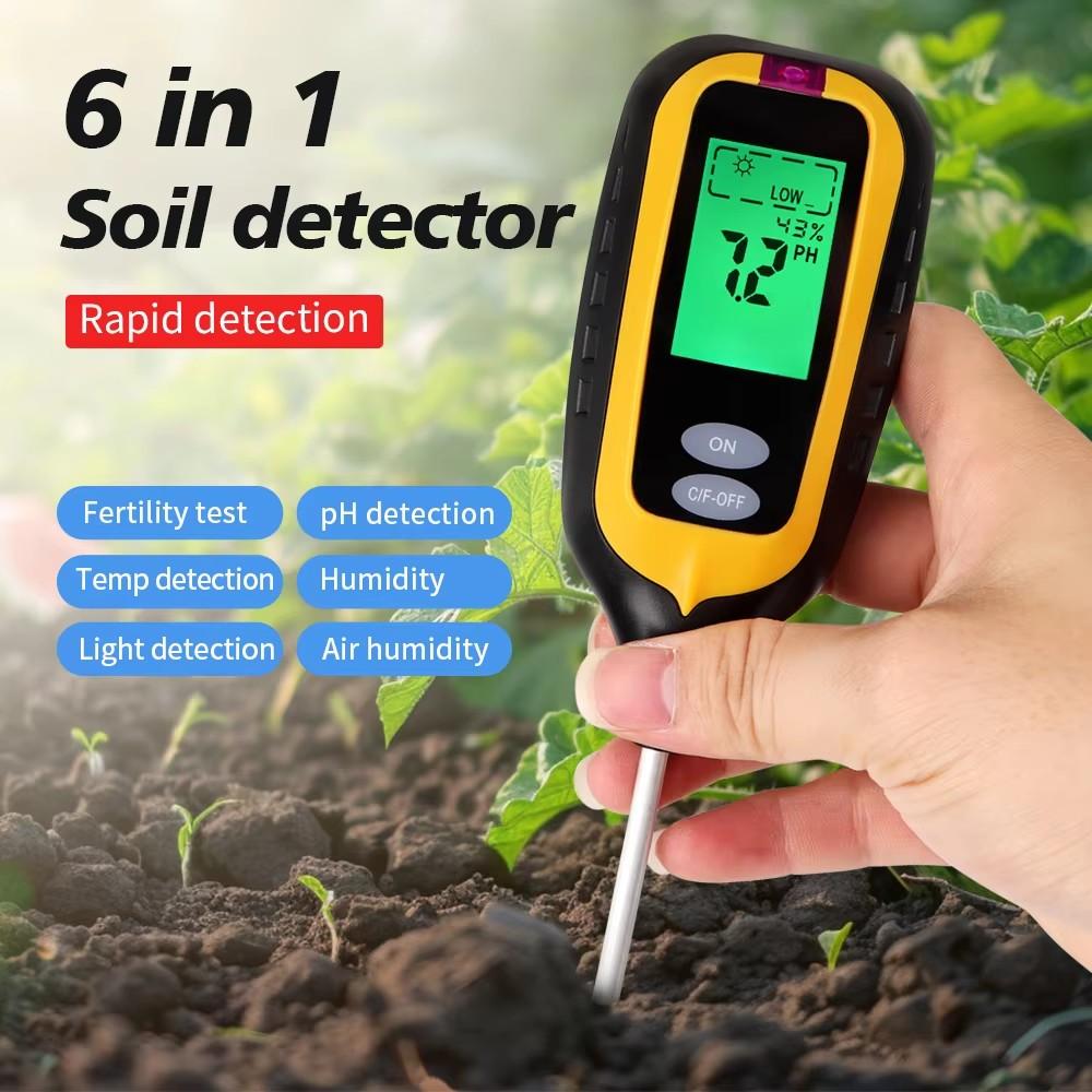 2/3/3/5/6 in 1 Digital Soil Tester Multifunctional Soil Fertility pH Temperature Sunlight Moisture Light Meter Soli Analyzer