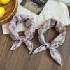 Silk scarf neck small square scarf new fresh yellow-green pink-purple plaid scarf headscarf summer pastoral headband tied hair streamer
