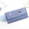 Butterfly Designer Women Long Wallets PU Leather Money Bag Solid Wool Ball Bow Clutch Bag Large Capacity Card Bag Coin Purse