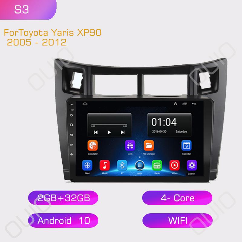 2din 8G+128G Android 10 Car Radio Multimedia Player Carplay Auto GPS Navigation NO DVD For Toyota Yaris XP90 2007 2005 -2012