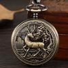 Orologio da Tasca Meccanico Cervo Bronzo Vintage Uomo Steampunk Scheletrato Vuoto Unisex Catena Orologio da Tasca Collana Orologio Nero Regalo