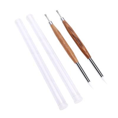 Nail Sculpture Pen Wood Handle Silicone Metal Dual Tipped Nail Brushes for 3D Sculpting Fine Line Detailing