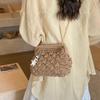 Yogodlns Women Straw Shoulder Bag Chain Strap Woven Crossbody Bags Large Capacity Cloud Clutch Purse Stylish Solid Color Beach Handbags