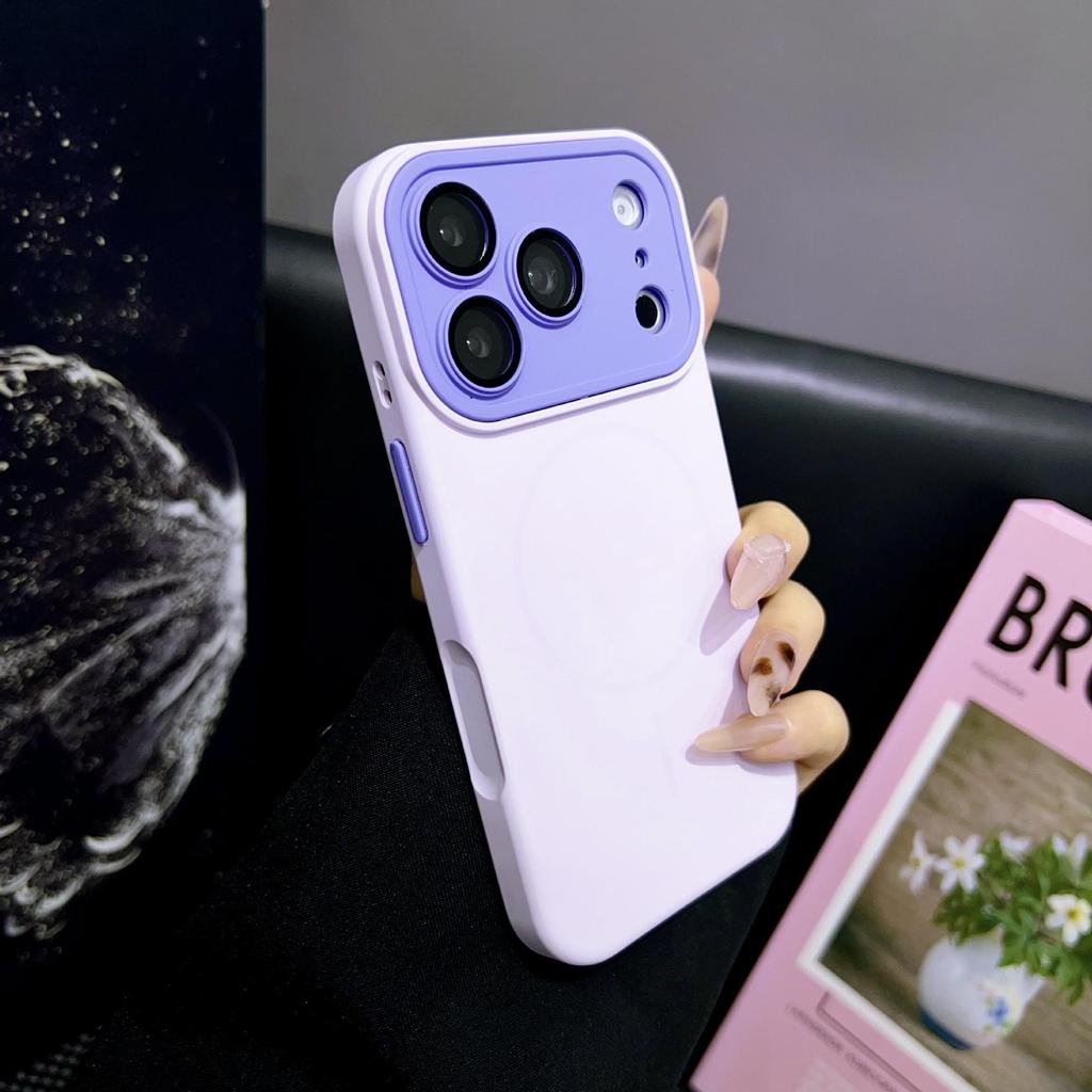 Color Block Instant Lens Case for iPhone 16 Pro Max & Apple 17, Liquid Silicone Matte for iPhone 14/15
