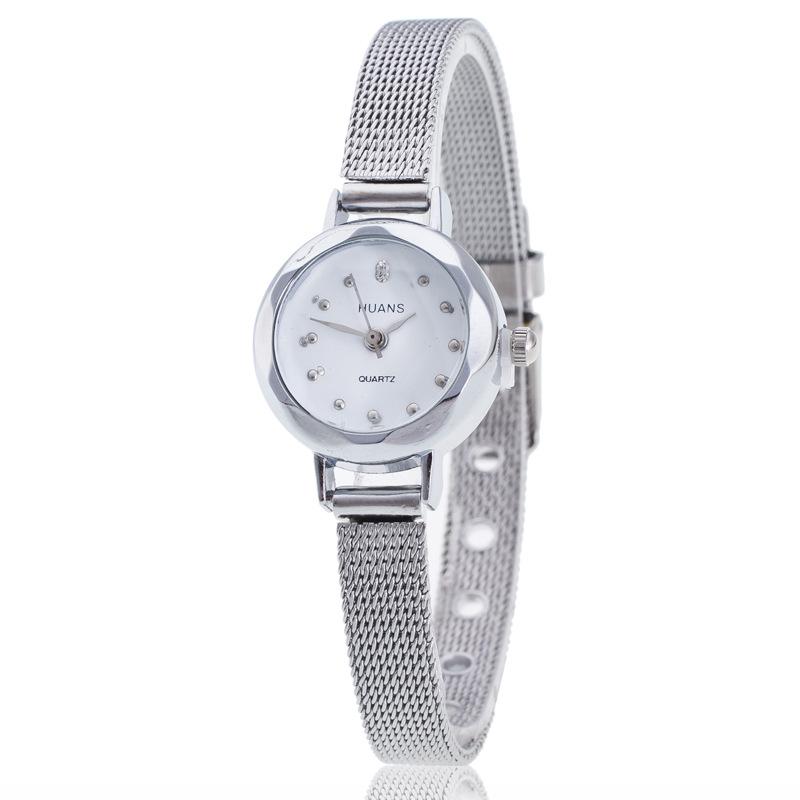 HUANS Watch Ladies Alloy Fine Mesh Strap Watch Student Fashion Gold Diamond Quartz Watch