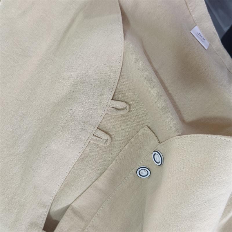 Summer Shirts Men's Cotton Tops White Black Vintage Button Up Stand Neck Short Sleeve Shirt Men Solid Color
