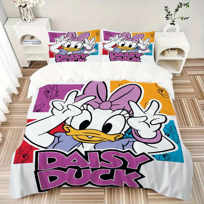 3pcs Daisy Duck Printed Quilt Set Soft and Comfortable Quilt Cover for Bedroom, Guest Room Q014